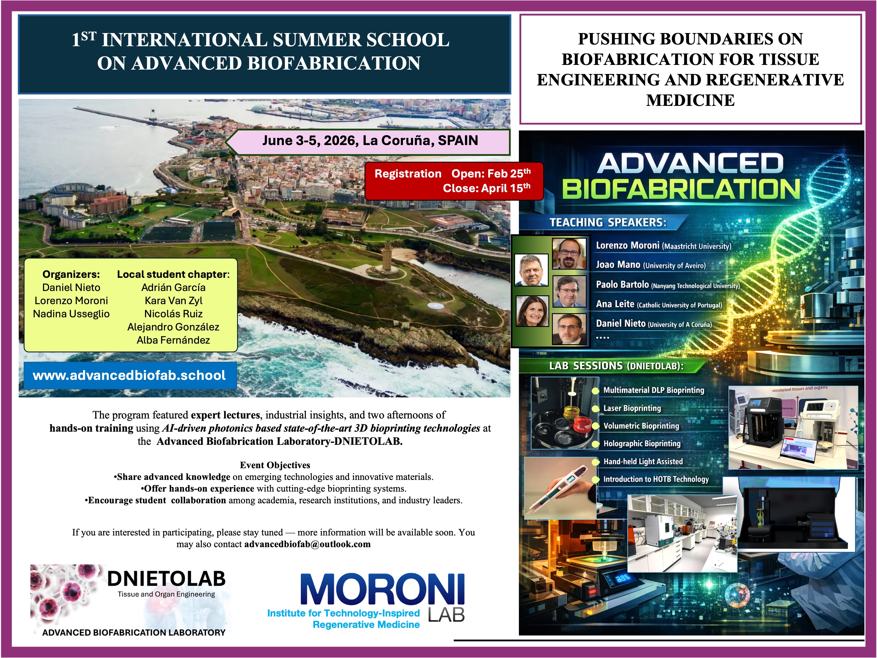First international summer school on advanced biofabrication